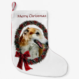 Borzoi Christmas Wreath Kleiner Weihnachtsstrumpf