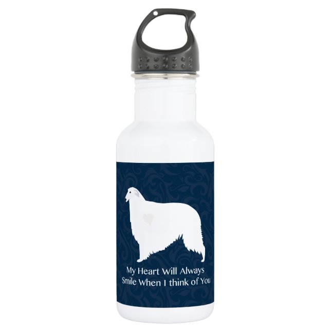 Borzoi Denken Sie an Ihr Design Edelstahlflasche (Vorderseite)