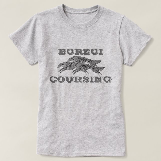 Borzoi, der T-Shirt kursiert (Design vorne)