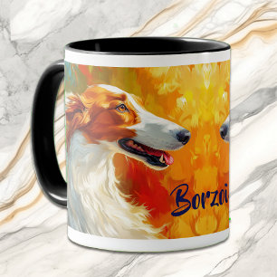 Borzoi Dog Impressionistischer Paint Tasse