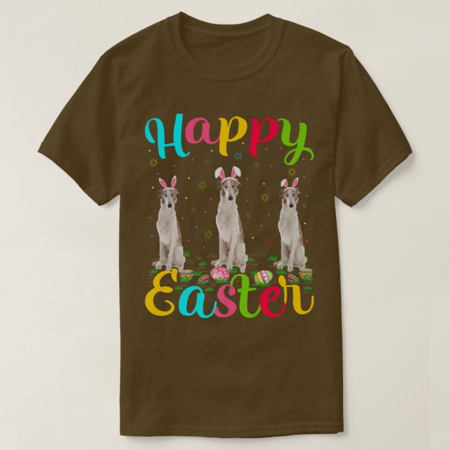 Borzoi Dog Lover Ostern Egg Bunny Borzoi Hap T-Shirt (Design vorne)