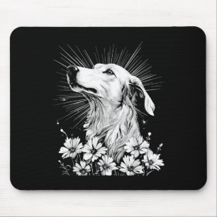 Borzoi Dog Lover Retro Style Tattoo _1 Mousepad