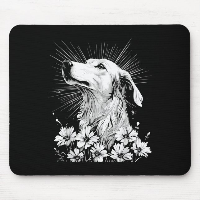 Borzoi Dog Lover Retro Style Tattoo _1 Mousepad (Vorne)