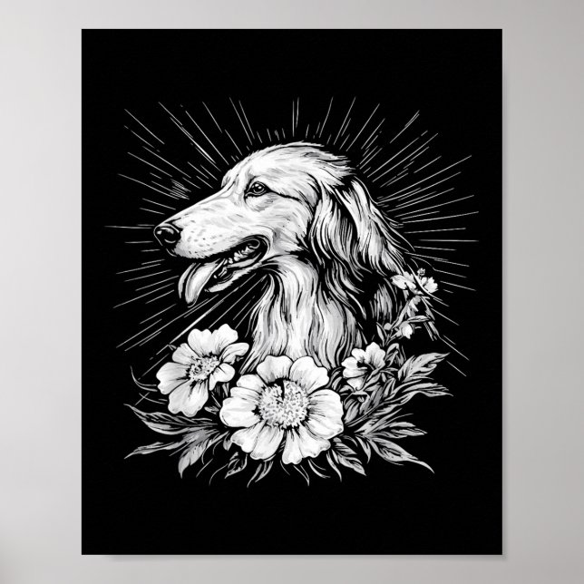 Borzoi Dog Lover Retro Style Tattoo Poster (Vorne)
