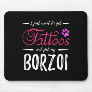 Borzoi Dog Lover Tattoo Funny Dog Mama Geschenk Id Mousepad