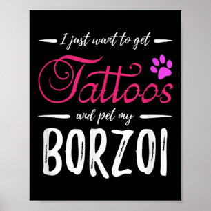 Borzoi Dog Lover Tattoo Funny Dog Mama Geschenk Id Poster