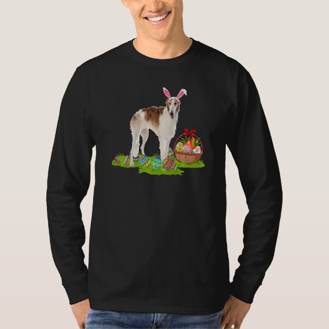 Borzoi Dog Ostereier Jagen Bunny Borzoi Ostern T-Shirt (Vorderseite)