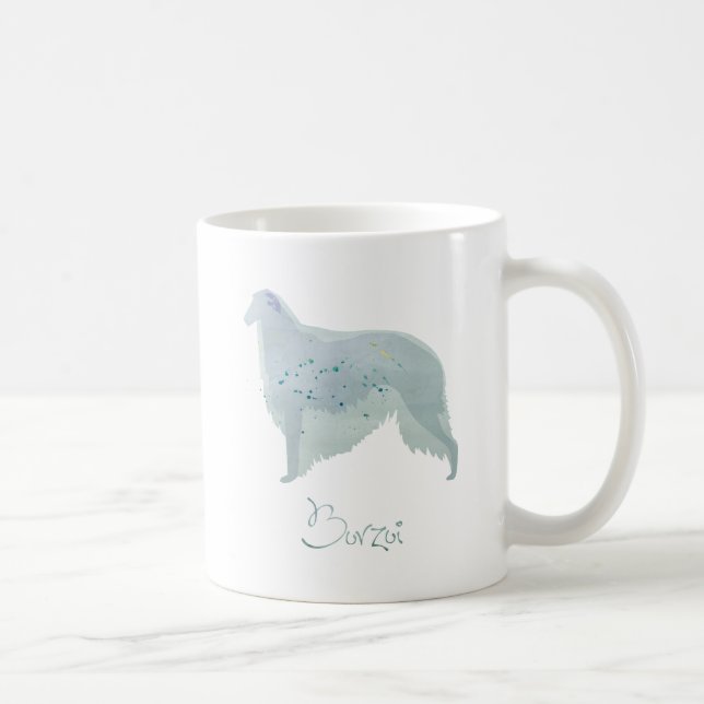 Borzoi Dog Watercolor Design Kaffeetasse (Rechts)