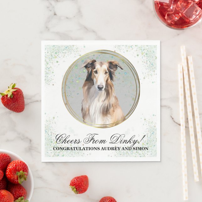 Borzoi Dog Wedding Napkins mit Hunde Foto Serviette (Beispiel)