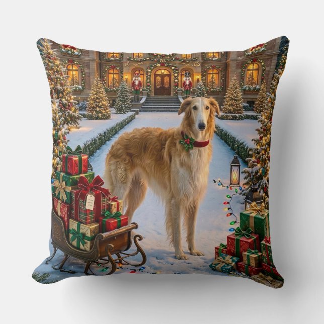 Borzoi-Feiertag  Kissen (Vorderseite)