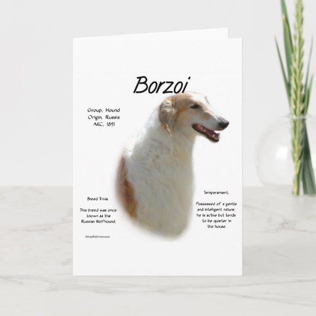Borzoi-Geschichtsdesign Feiertagskarte (Vorderseite)