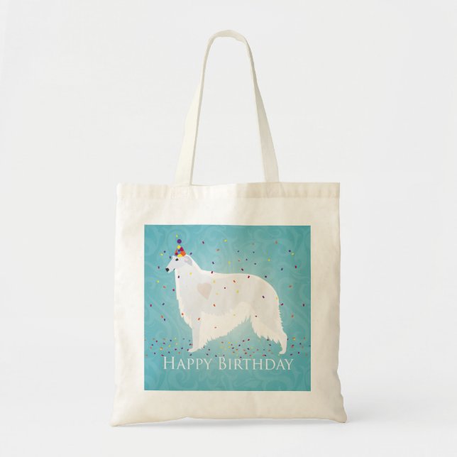 Borzoi Happy Birthday Design Tragetasche (Vorne)