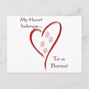 Borzoi Heart Belongs Postkarte