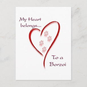 Borzoi Heart Belongs Postkarte