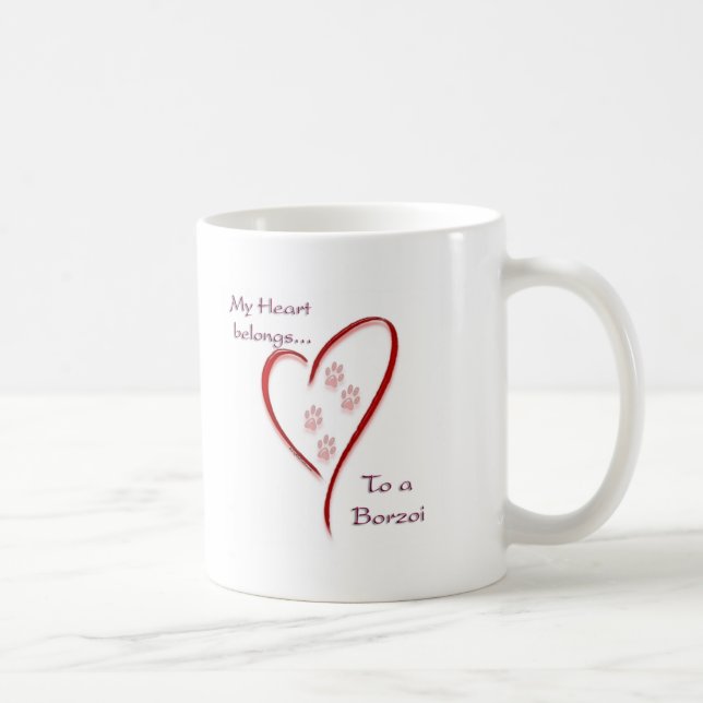 Borzoi Heart Belongs Tasse (Rechts)