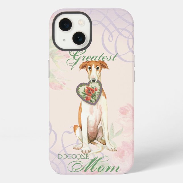 Borzoi Heart Mama iPhone Hülle (Rückseite)