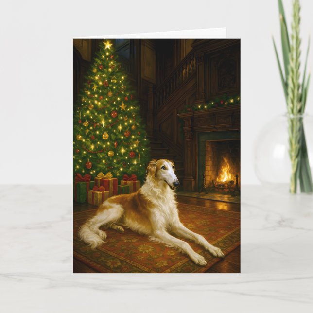 Borzoi Holiday Card Feiertagskarte (Vorderseite)