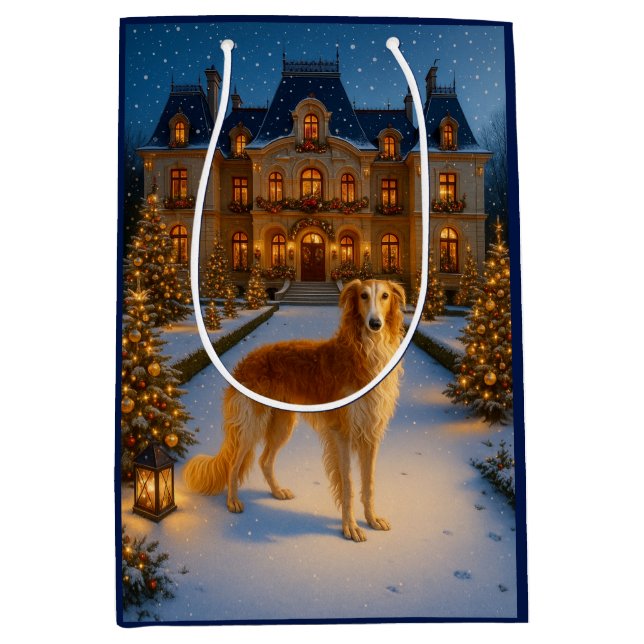Borzoi Holiday Card Mittlere Geschenktüte (Vorderseite)
