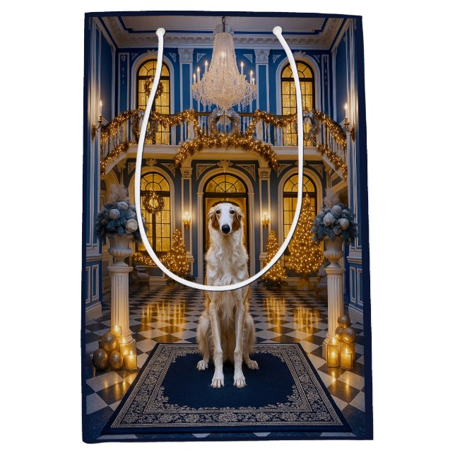 Borzoi Holiday Card Mittlere Geschenktüte (Vorderseite)