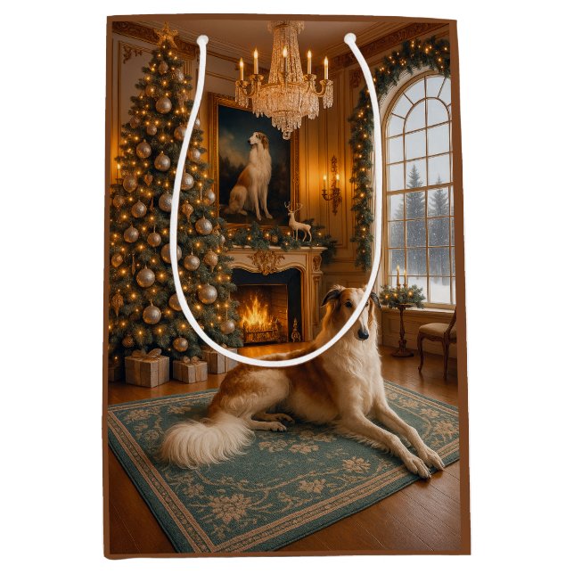 Borzoi Holiday  Mittlere Geschenktüte (Vorderseite)