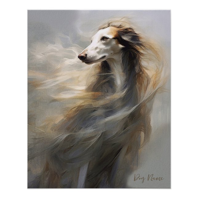 Borzoi Hund im Wind 2001 - Yacobsen Derosana Poster (Vorderseite)