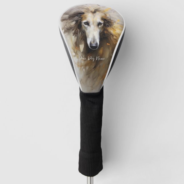 Borzoi Hund im Wind 2003 - Yacobsen Derosana Golf Headcover (Vorderseite)