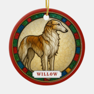 Borzoi Hund Keramik Kreis Ornament