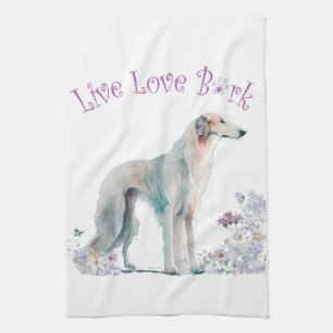 Borzoi Hund Mama Floral Geschirrtuch