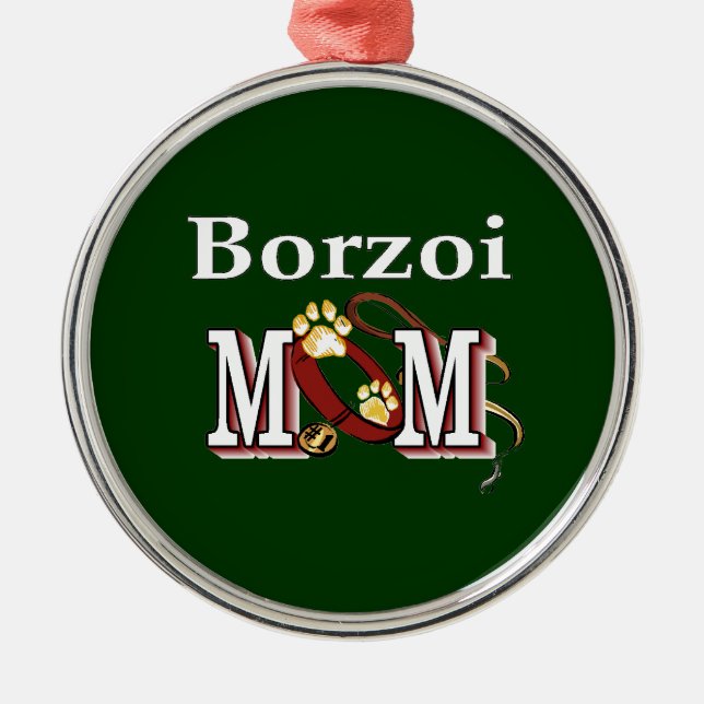 Borzoi Hund MAMA Ornament Aus Metall (Vorne)