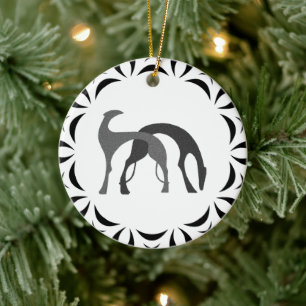 Borzoi-Hund-Weihnachtsbaumanhänger Keramik Ornament