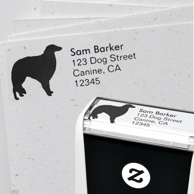 Borzoi Hunde Silhouette Rücksendeadresse Permastempel (Von Creator hochgeladen)