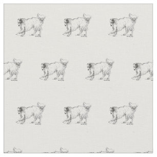 Borzoi Ink Sketch Hund Art Stoff