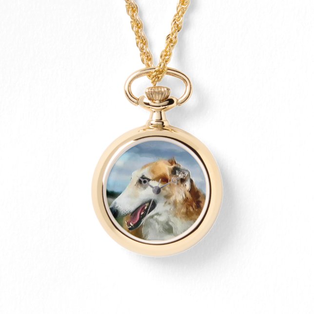Borzoi Kunstgeschenke Armbanduhr (Vorderseite)