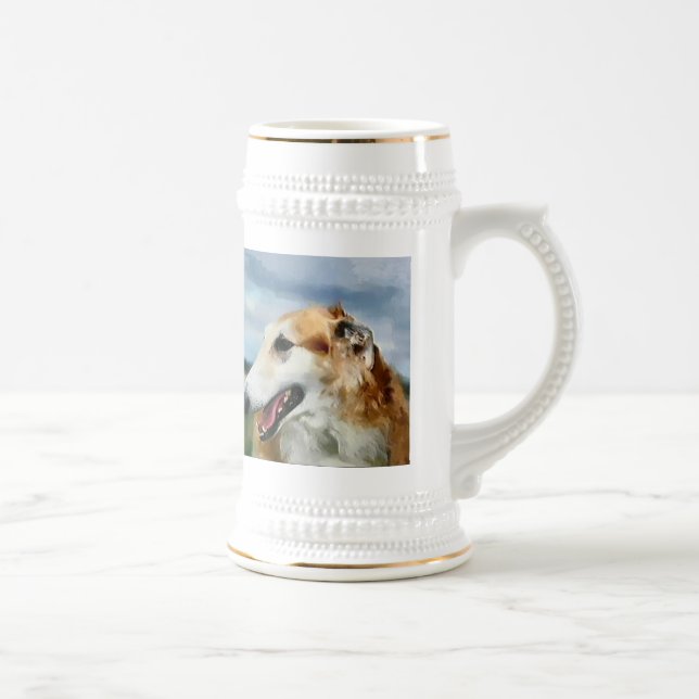 Borzoi Kunstgeschenke Bierglas (Rechts)