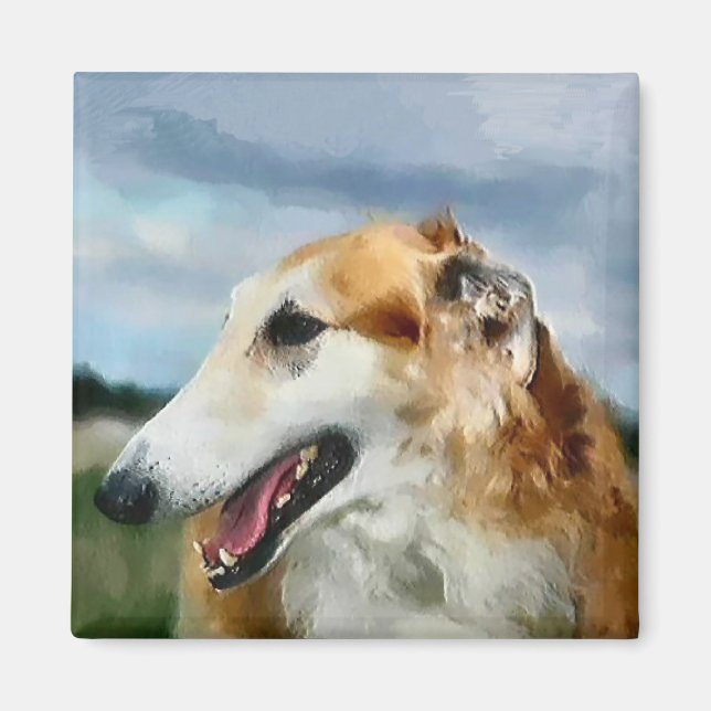 Borzoi Kunstgeschenke Magnet (Vorne)