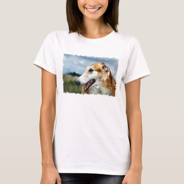 Borzoi Kunstgeschenke T-Shirt (Vorderseite)