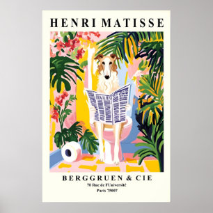 Borzoi-Kunstposter Lustige Badezimmerdekoration, H Poster