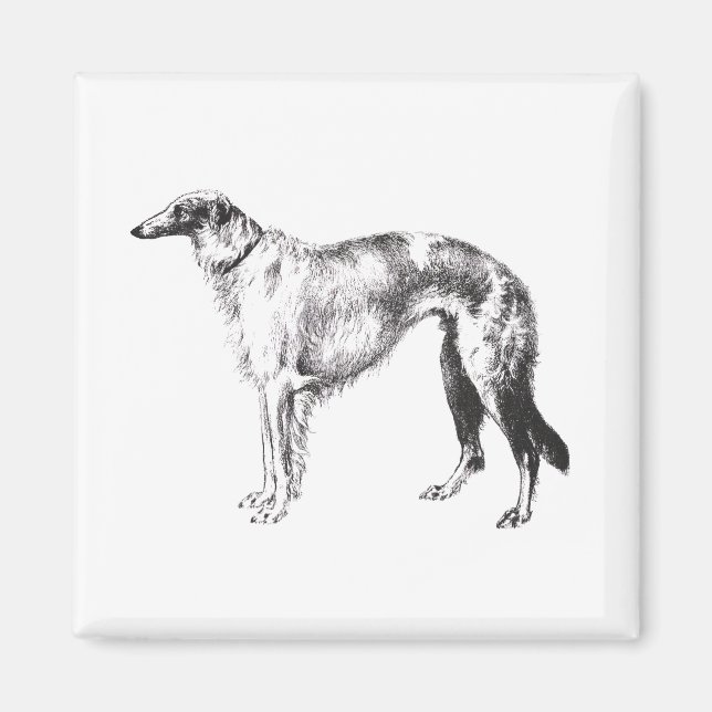 Borzoi Martynow Etching Magnet (Vorne)