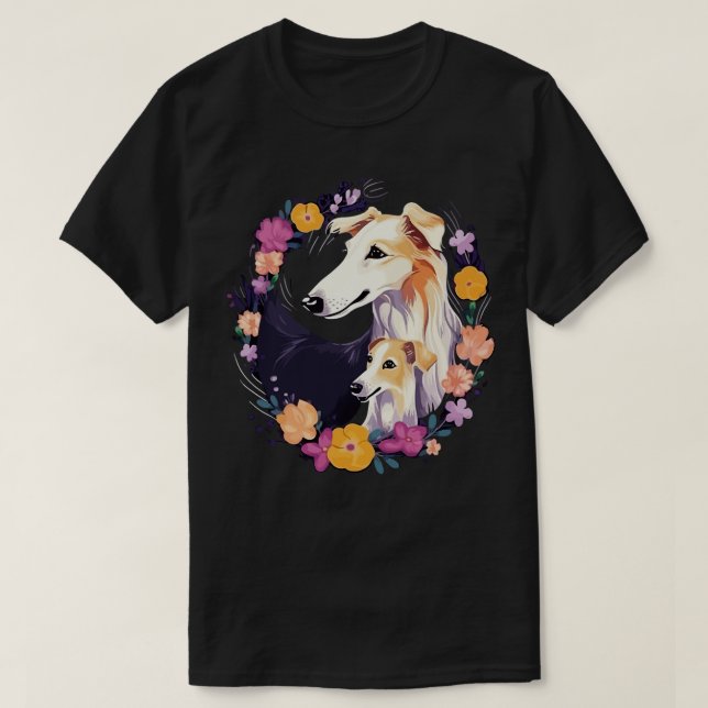 Borzoi-Muttertag T-Shirt (Design vorne)