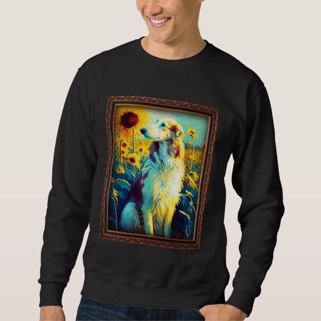 Borzoi Painting Sunflower Flower Mom Women Floral  Sweatshirt (Vorderseite)