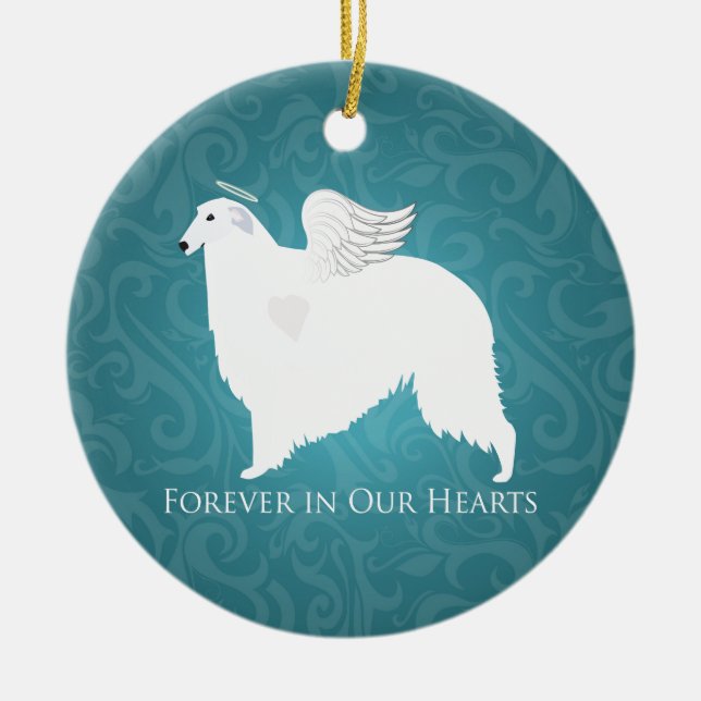Borzoi Pet Loss Beileid Design Keramikornament (Vorne)