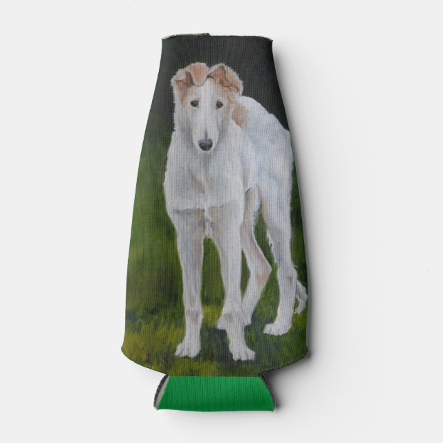 Borzoi Puppy Dog Art Foam Flaschenhalter Flaschenkühler (Vorderseite)