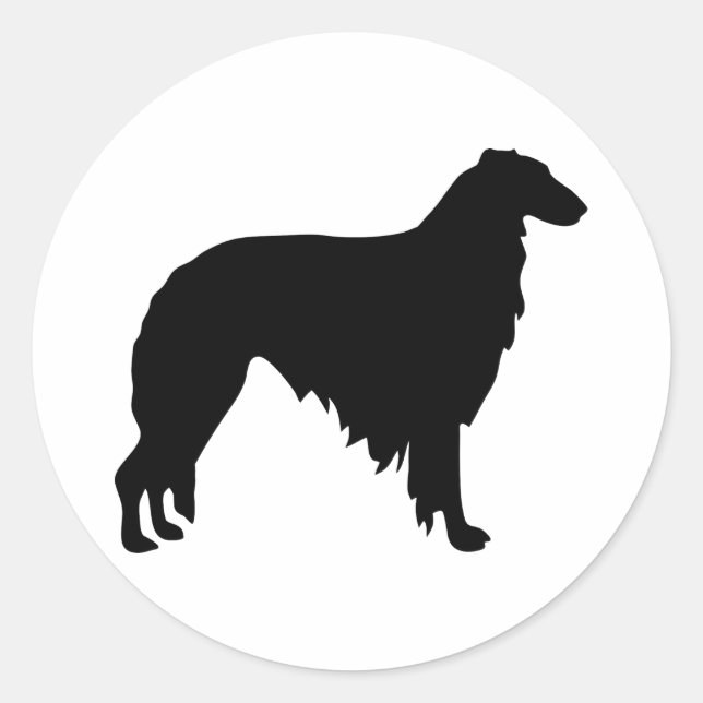 Borzoi Runder Aufkleber (Vorderseite)
