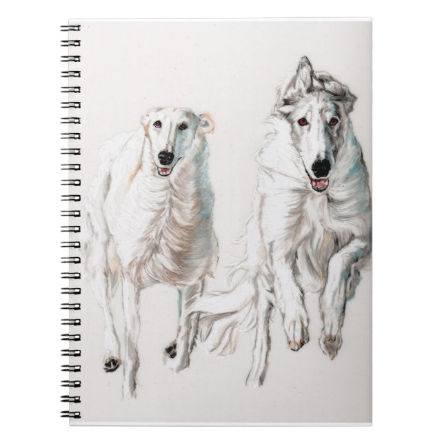 Borzoi Running Russian Wolfhound Dog Art Notebook Notizblock (Vorderseite)
