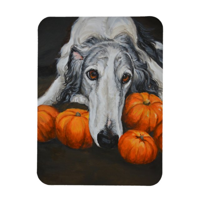 Borzoi Russian Wolfhound Dog Art Flexible Magnet (Vertikal)