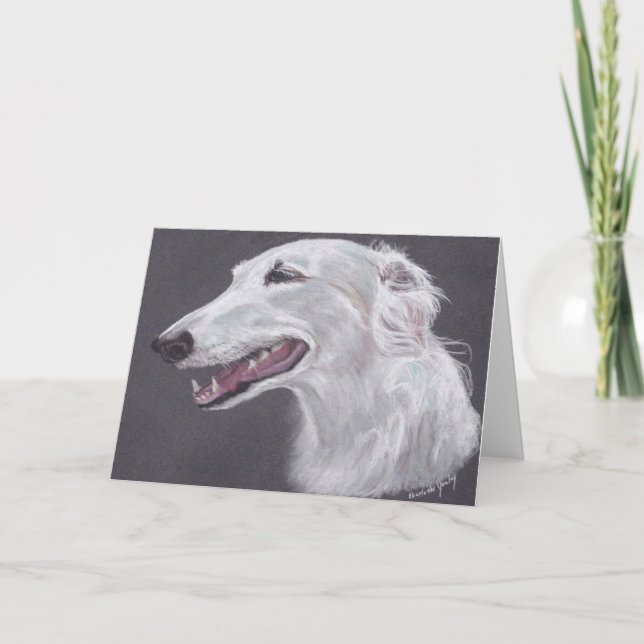 Borzoi Russian Wolfhound Dog Art Grußkarte Karte (Vorderseite)