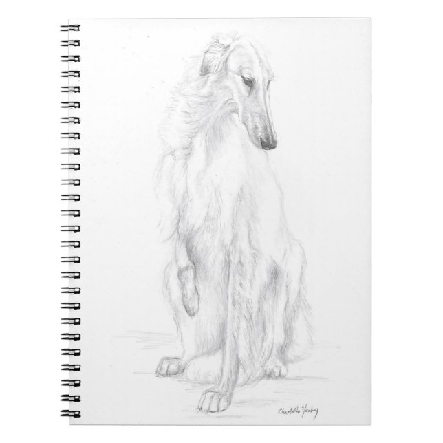 Borzoi Russian Wolfhound Dog Art Notebook Notizblock (Vorderseite)