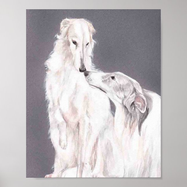 Borzoi Russian Wolfhound Dog Art Poster (Vorne)