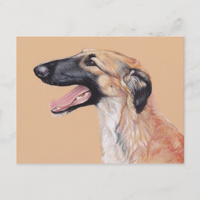Borzoi Russian Wolfhound Dog Postcard Postkarte (Vorderseite)