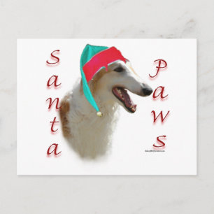 Borzoi Santa Paws Feiertagspostkarte